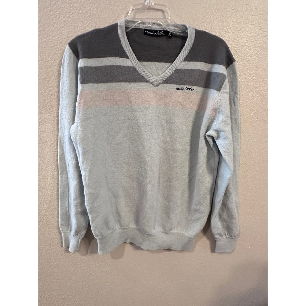 Travis Mathew V-Neck Sweater Striped Golf Pullover Soft Knit XL